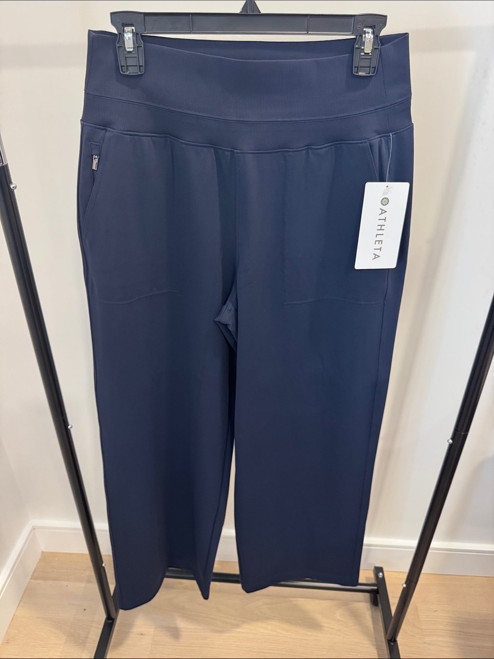 Athleta Kids Navy Wide-Leg Joggers with Zipper Pocket